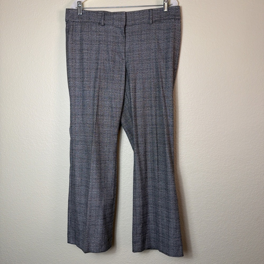 LOFT Marisa Trouser 12P Grey Plaid Stretch Pants Glen Check Workwear Office Chic